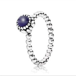 Pandora September Blue sapphire bubble birthday Ring. Sterling. Size 7.5